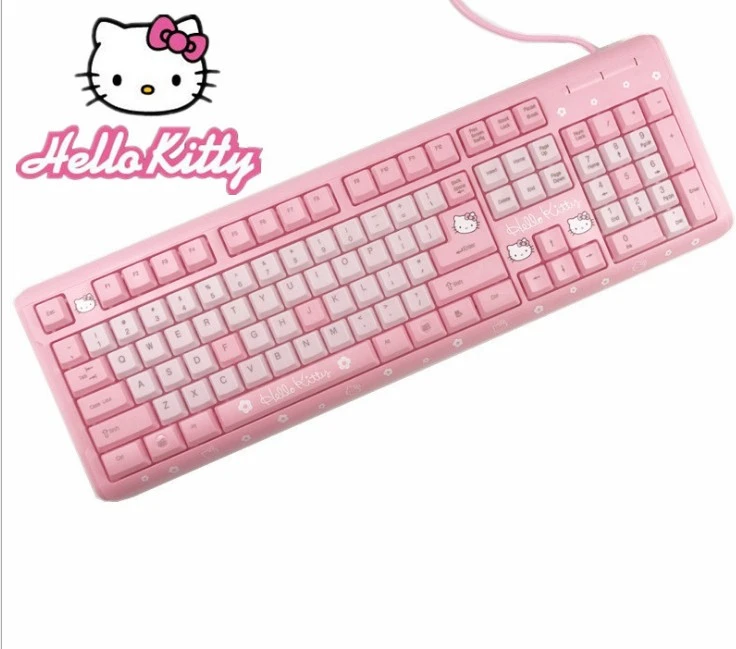 Pink Hello Kitty Helloktcat Keyboard Usb Wired Cute Girls Ultra Thin Computer Usb Keyboard For Desktop Girls Keyboards Aliexpress