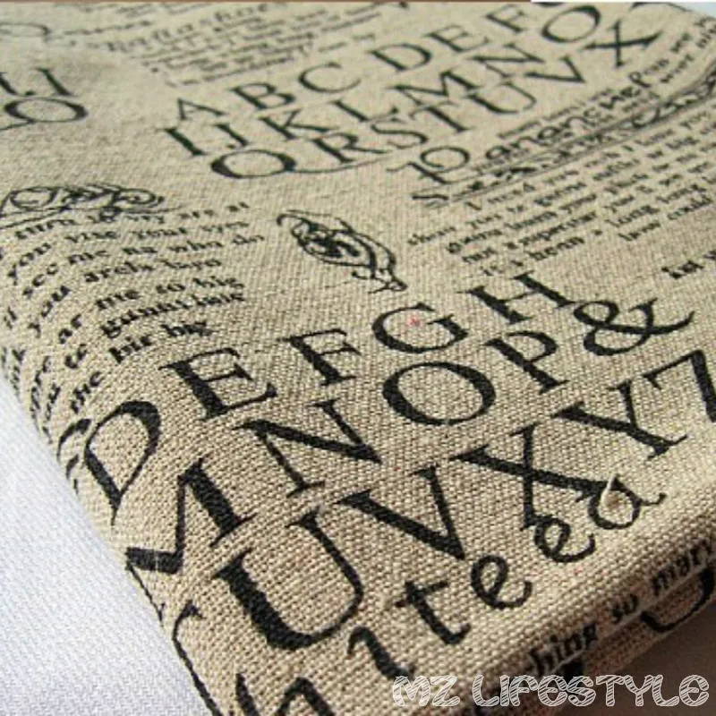 100*140cm width retro upholstery printed enligh letters cotton linen