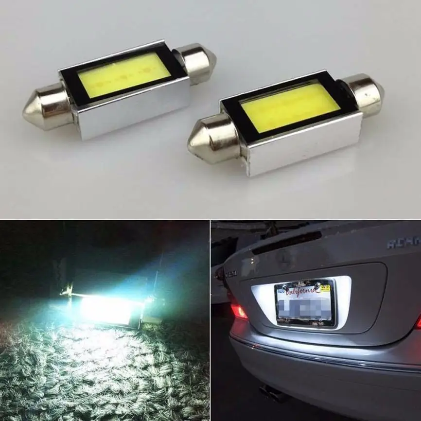 

HAMBODER 2 X White Xenon 41mm Car COB LED License Plate Light 6418 C5W 4W LED Bulbs 12V June19 Drop ShippingA17