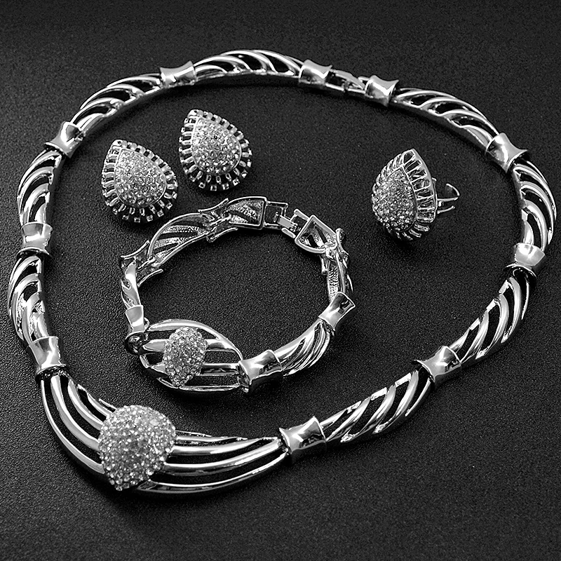 Женский ювелирный комплект из колье серёг кольца и браслета|jewelry sets wedding|bridal jewelry