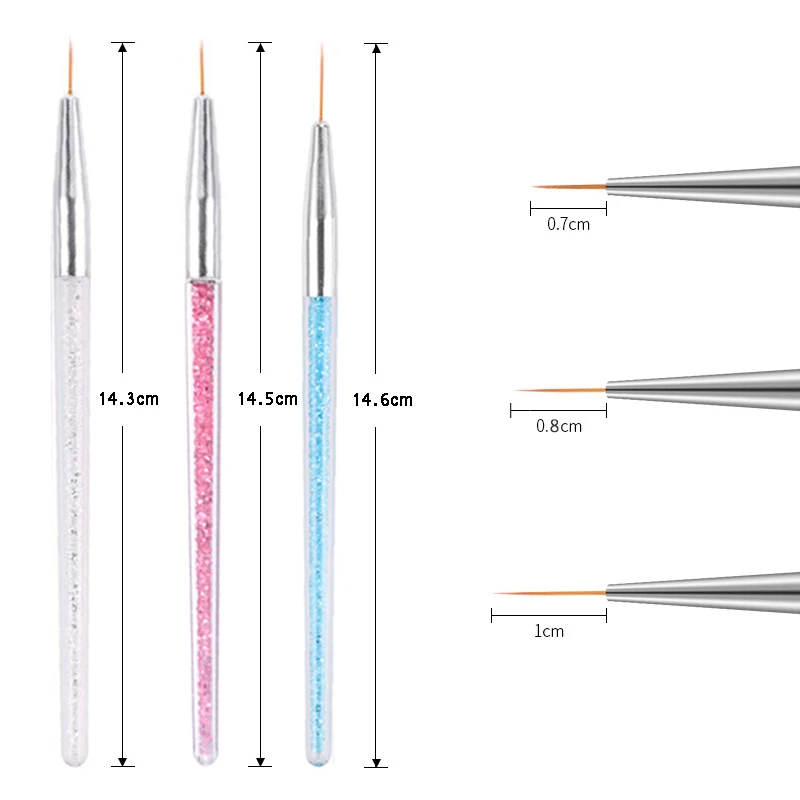 3 Цвета Размеры, дизайн ногтей акриловый лайнер кисти французские линии полосы сетки живопись ручка для рисования 3D DIY Советы Инструменты для маникюра