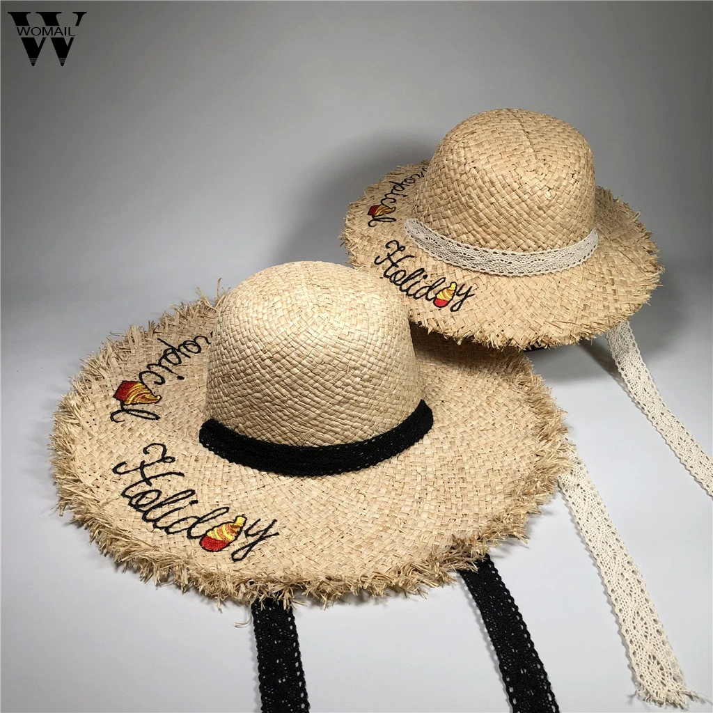 Womail النساء قبعة جديد الصيف سيدة قبعة من القش الوالدين والطفل قبعة للشاطئ الشاطئ قبعة الشمس في الهواء الطلق قبعة مماشية للموضة عارضة 2019 A19