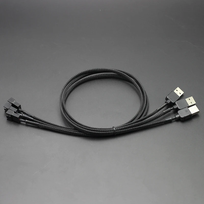 1 PCS USB to 3 Pin / 4 Pin PWM 5V USB Sleeved Fan Power Adapter Cable