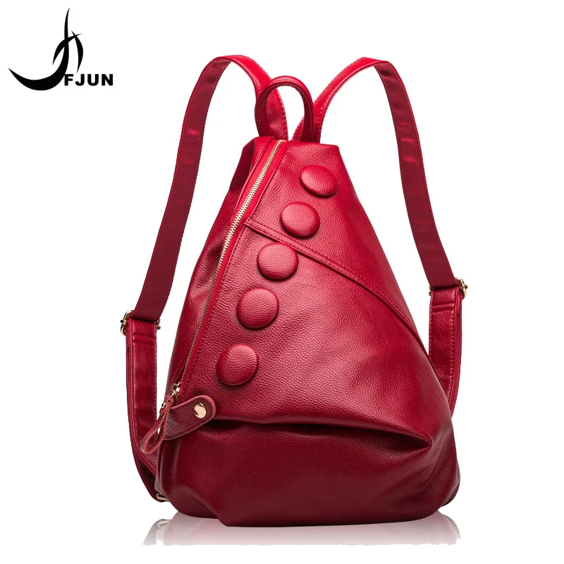 

FJUN 2018 woman's fashion Genuine leather travel backpack ladies high quality bags female school casual backpack package