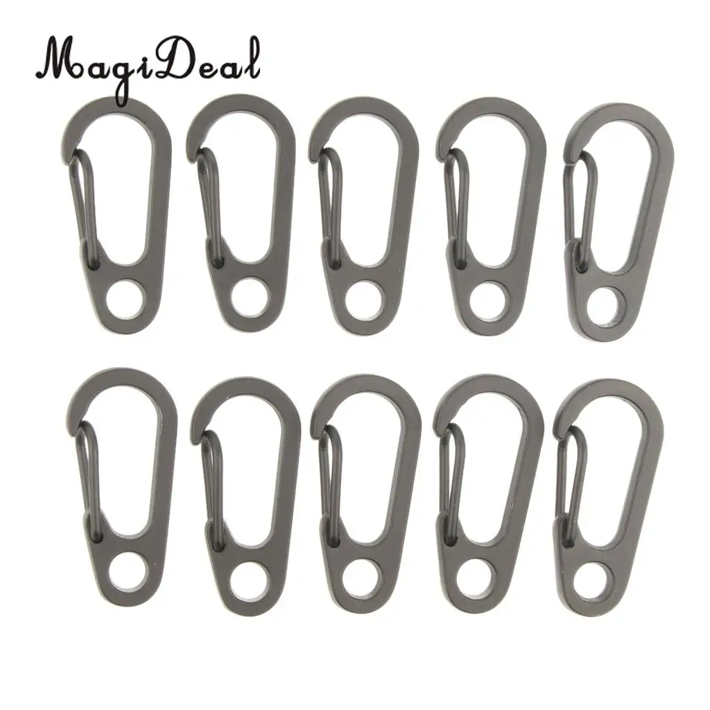 10Pcs Mini Snap Spring Clip Hook Carabiners Outdoor Camping Tool Keychain Gray, Strong and Durable