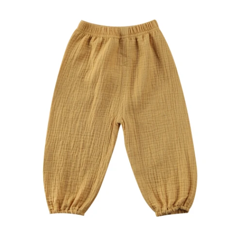 Популярные детские штаны в винтажном стиле, свободные хлопковые шаровары в складку унисекс для маленьких мальчиков и девочек, штаны - Цвет: Цвет: желтый