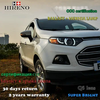 

Hireno Headlamp for 2013-2015 Ford Ecosport Headlight Assembly LED DRL Angel Lens Double Beam HID Xenon 2pcs