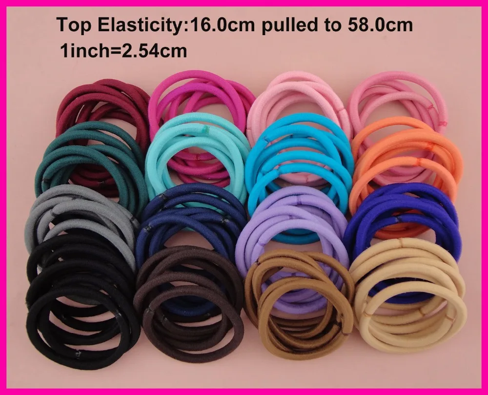50PCS 5mm Top Elasticity Assorted Colors Elastic Ponytail Holders rope with gluing connection