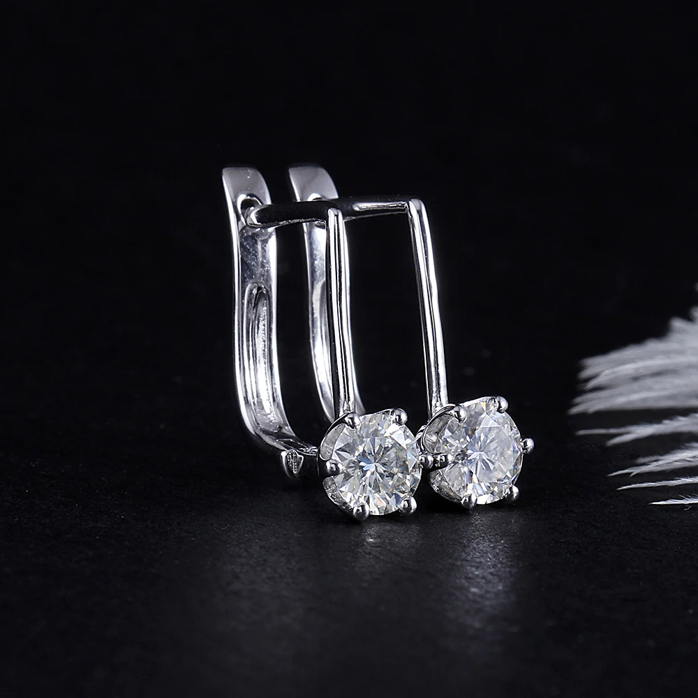 DovEggs Стерлинговое Серебро 925 пробы 0.5CT 5 мм H цветной камень Муассанит Серьги-кольца для женщин хорошее ювелирное изделие классический зажим