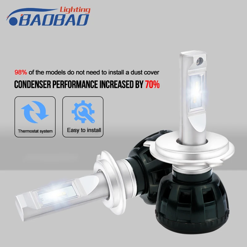 

BAOBAO Car Led Headlight Kit AK7 6000K 6500LM Car Headlamp 30W H7 H11 9005 9006 50W H4 Hi-Lo Beam Automobiles LED Headlight