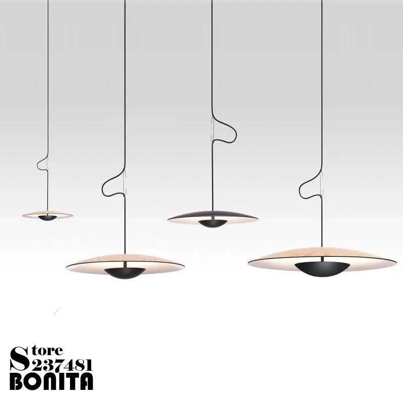 

Imitation wood grain flying saucer led pendant lights UFO modern hanging lamps Round dish Anti-Glare pendant lamp led