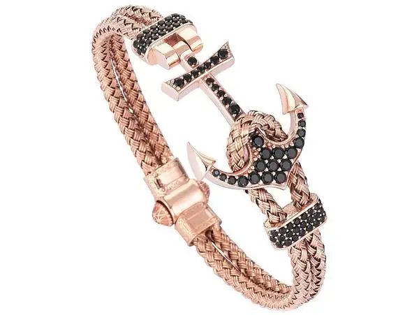 Модный Белый золотистый якорный Браслет ATOLYESTONE18K титановая сталь розовое золото