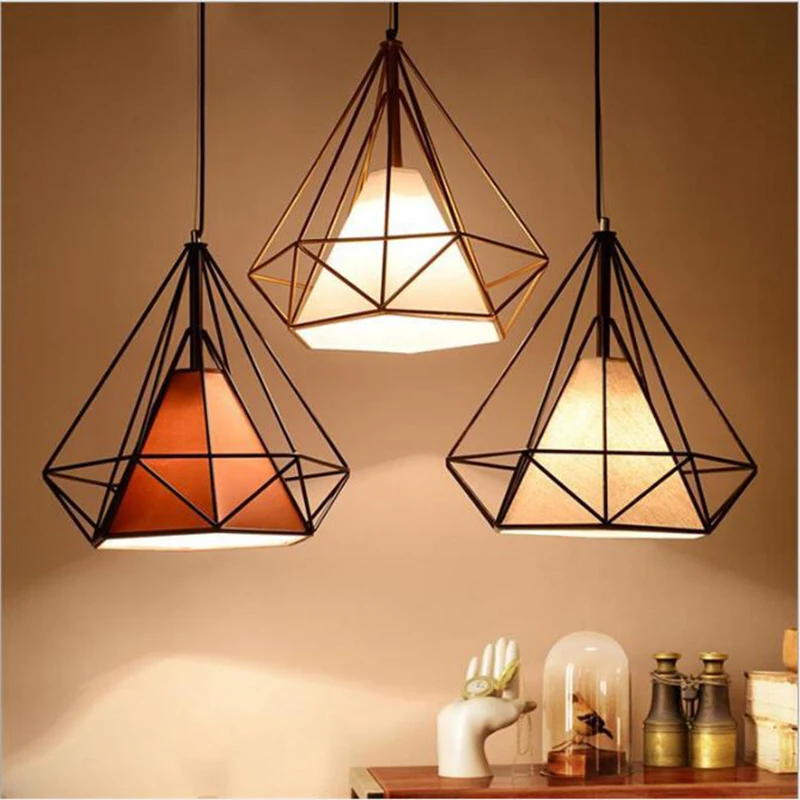 

Nordic Retro Iron Chandelier E27 Cord Pendant Chandelier loft Bar Counter Living Room Western Restaurant Diamond Chandelier