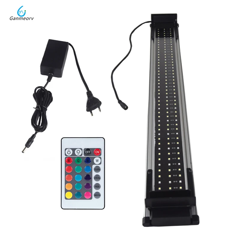 

80~100cm Aquarium led Fish Tank Light for Aquarium lighting Decor 30W RGB Remote LED Bar Lights Lamp with Extendable Braceket
