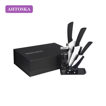 

AHTOSKA 5Pcs/set Ceramic Knife With Holder Meat Cleaver For Fruit Baby Complementary Exquisite Box Knife Sets