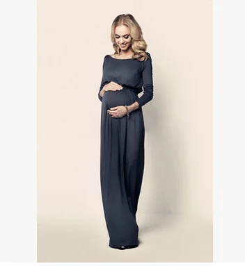 Модное платье для беременных фотография Реквизит спереди открытый белый Материнство фотографии платья шифон Сплит платье для беременных женщин - Цвет: Dark blue