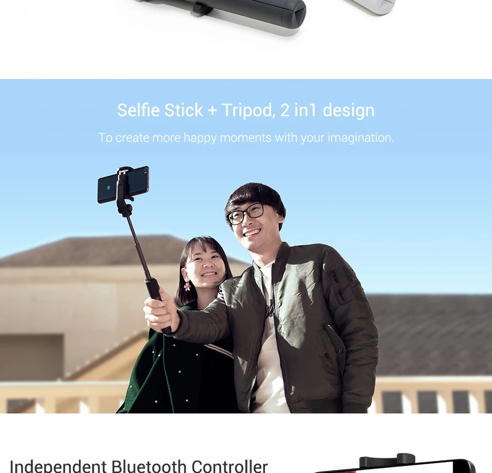 Xiaomi Mi Штатив для селфи с Bluetooth, беспроводной Автоспуск с беспроводным пультом дистанционного управления, складная селфи-Палка для iphone 5s 6 7