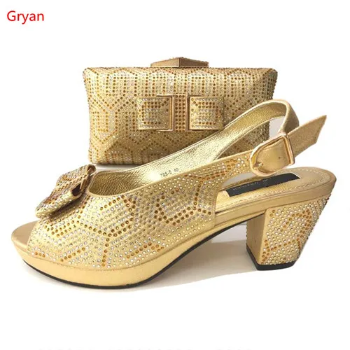 

Gryan Italian Shoes and Bags To Match Shoes with Bag Set Decorated with Rhinestone Wedding Shoe and Bag Sets Italian shoes G6-13