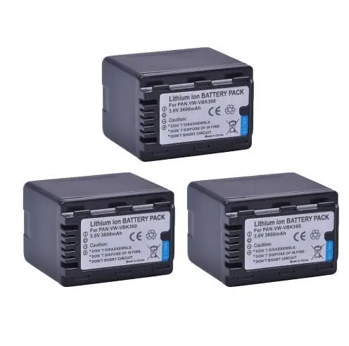 

3pcs Durapro VW-VBK360 VBK360 VWVBK360 Li-ion bateria for Panasonic HDC-TM40 HDC-TM41 HDC-TM55 HDC-TM60 HDC-TM80 HDC-TM90 SD40