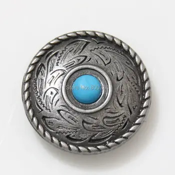 

(KB301) 10pc 1'' (2.5cm) Prairie Dust Round Conchos Turquoise Stone Conchos Antique-Silver Leathercraft