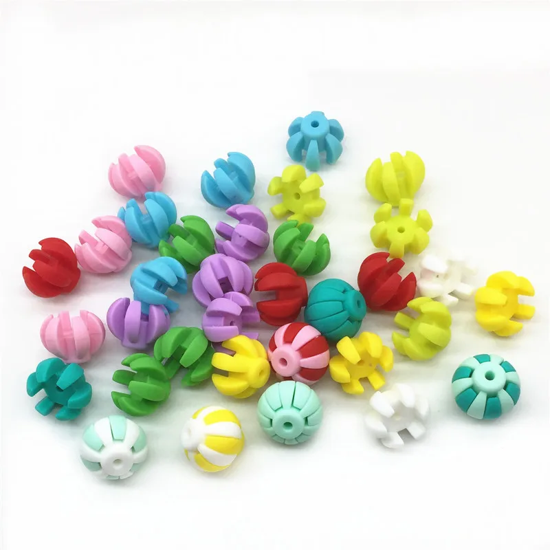 Chenkai 100pcs Chinese Lantern Silicone Teether Beads DIY Food Grade Baby Pacifier Teething Jewelry Toy Making Beads Accessories