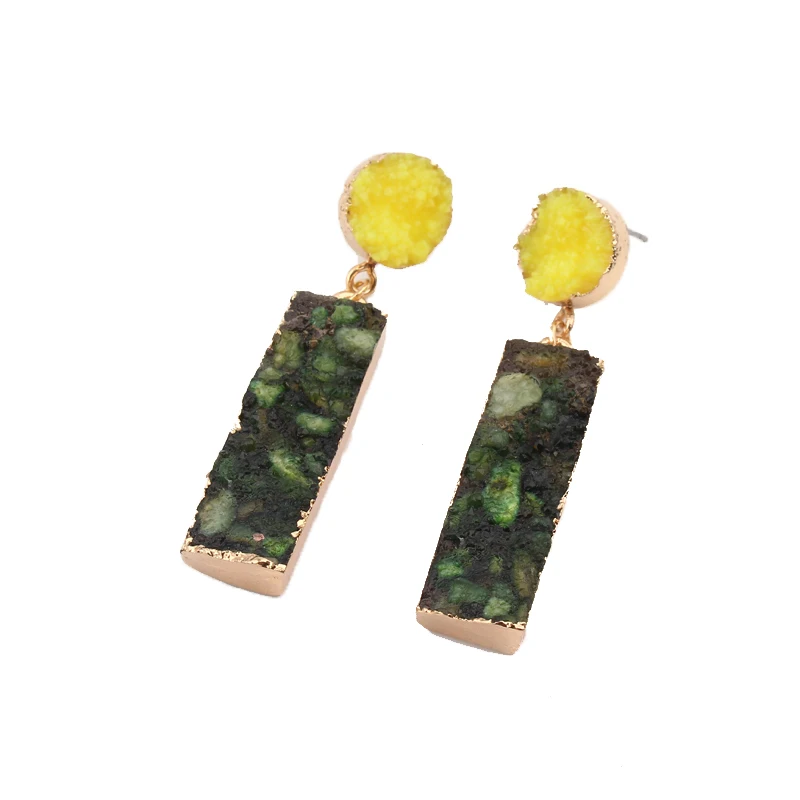 

Dayoff Bohemia Yellow Resin Dangle Drop Earrings For Women Jewelry Handmade Earings Macadam Long Pending Earrings Gift E0280