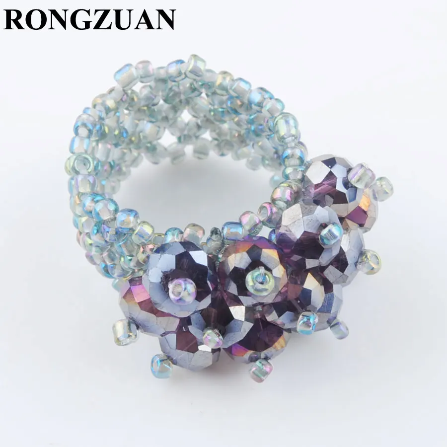 Download RONGZUAN Natural Crystal Rings for Women Girl Violet Color Crystal Faceted Beads Finger Stretch ...