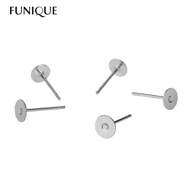 Funique 10 20pcs Ear Stud Flat Earring Pin Fit Cabochon Jewelry Funique 10 20pcs Ear Stud Flat Earring Pin Fit Cabochon Jewelry Findings Stainless Steel Diy