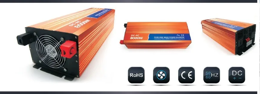 

8000W Pure Sine Wave Inverter 24V/48VDC 110V/120V/220V/230VAC Peak Power 12000W Off-grid Solar Converter or Wind Inverter