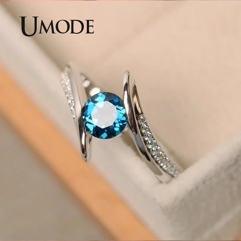 UMODE, винтажное изящное зеленое кольцо с кубическим цирконием для женщин, обручальные кольца на палец, роскошные фирменные дизайнерские ювелирные изделия UR0511