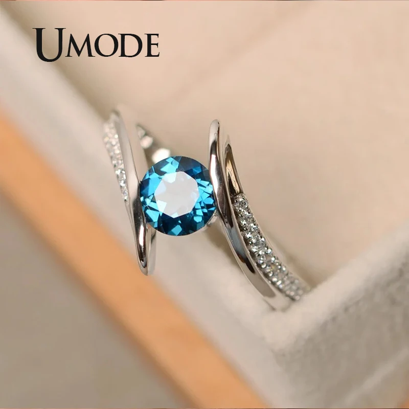 Женское Винтажное кольцо UMODE обручальное с зеленым фианитом роскошное Брендовое