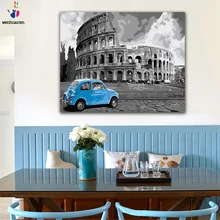 DIY цветные картинки по номерам с цветами знаменитые здания колизео Картина Рисунок Живопись по номерам Обрамленный дом