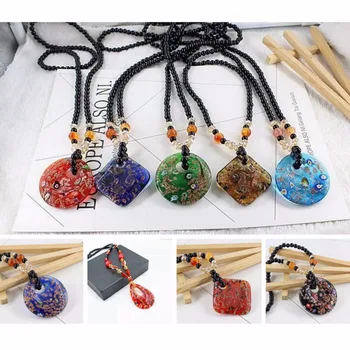 

72cm Original Handmade Ethnic Necklace Pendant Long Chains for Women Men Fashion Natural Crystal Pendant Stone Necklace Jewelry