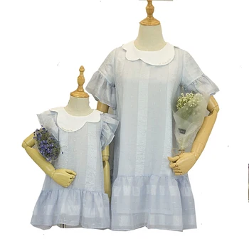 

Mother Daughter Elegant Dress Clothes Doll Collar Mum Girls Turn Down Collar Mom and Daughter Dress Family Matching Outfits