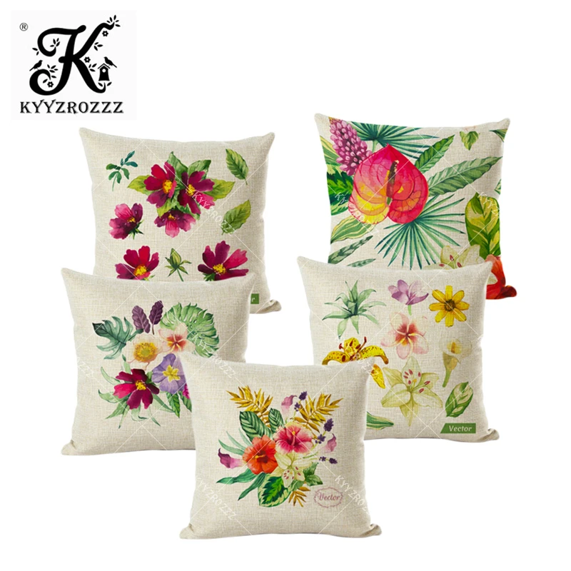 

Plant Cushion Cover Tropic Tree Green Throw Pillow Cover Summer Style Decorative Pillows Colorful Cushion Cover for Sofa Car