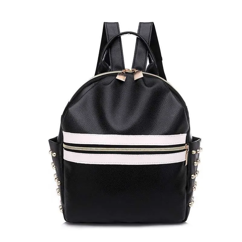

Women Leather Backpack Anti-Theft Casual School Backpacks For Teenager Girls Small Rivets Travel Bag High Quality