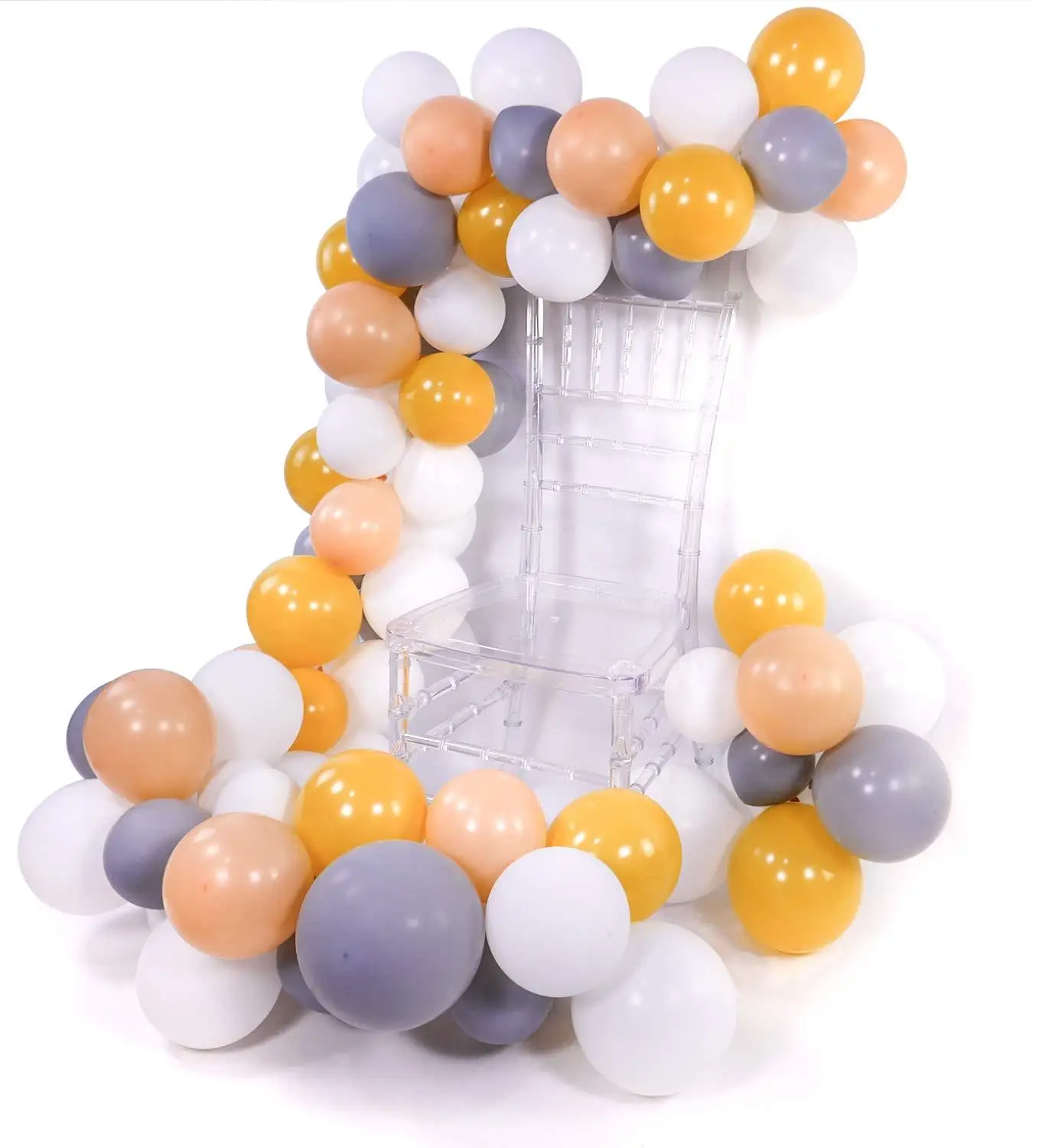 

80 pcs Matte Balloons Pack of Gray Balloon Pack Orange and White Balloons Peach Helium Balloons for party suppies.