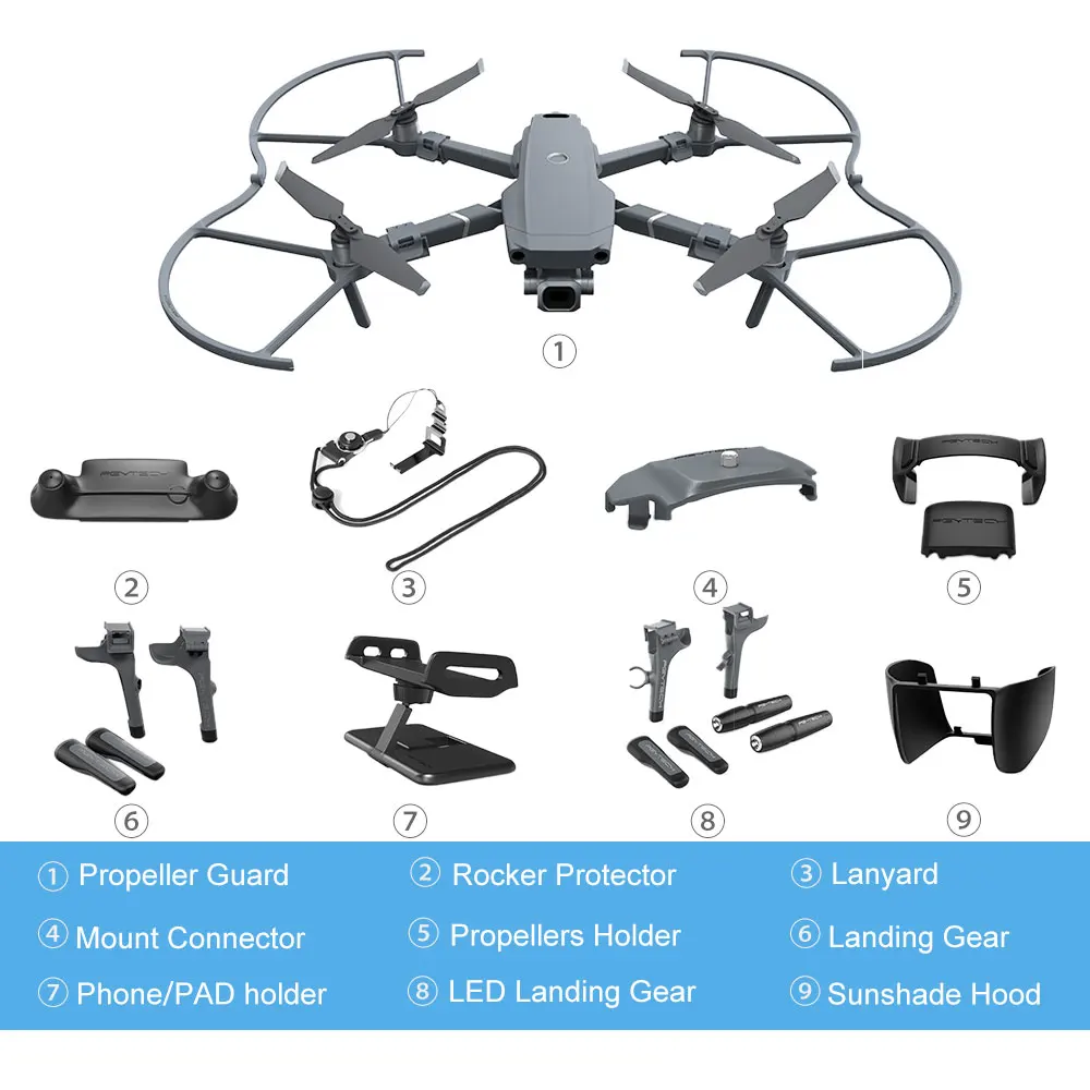 PGYTECH шасси/держатель пропеллера/пульт дистанционного управления/слинг застежка ремешок/бленда объектива для DJI Mavic 2 Pro Drone аксессуары
