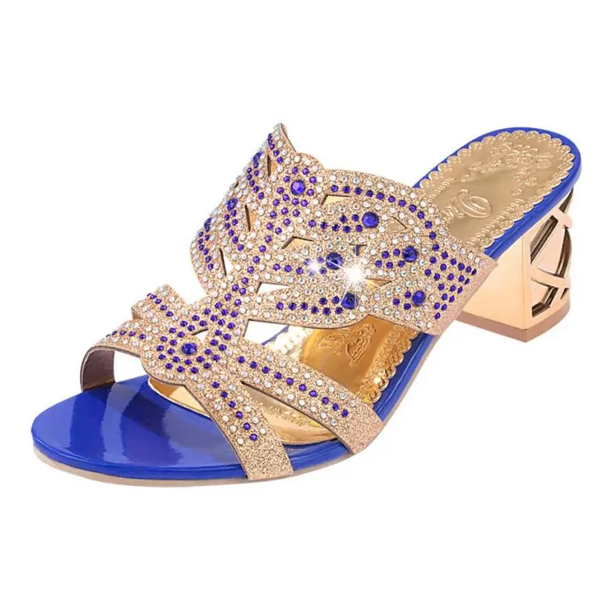 

Women summer Rhinestone Sandals For Women Fashion Open Toe Shoes Bohemia Heels Party Dress Sandals High Heels zapatos mujer