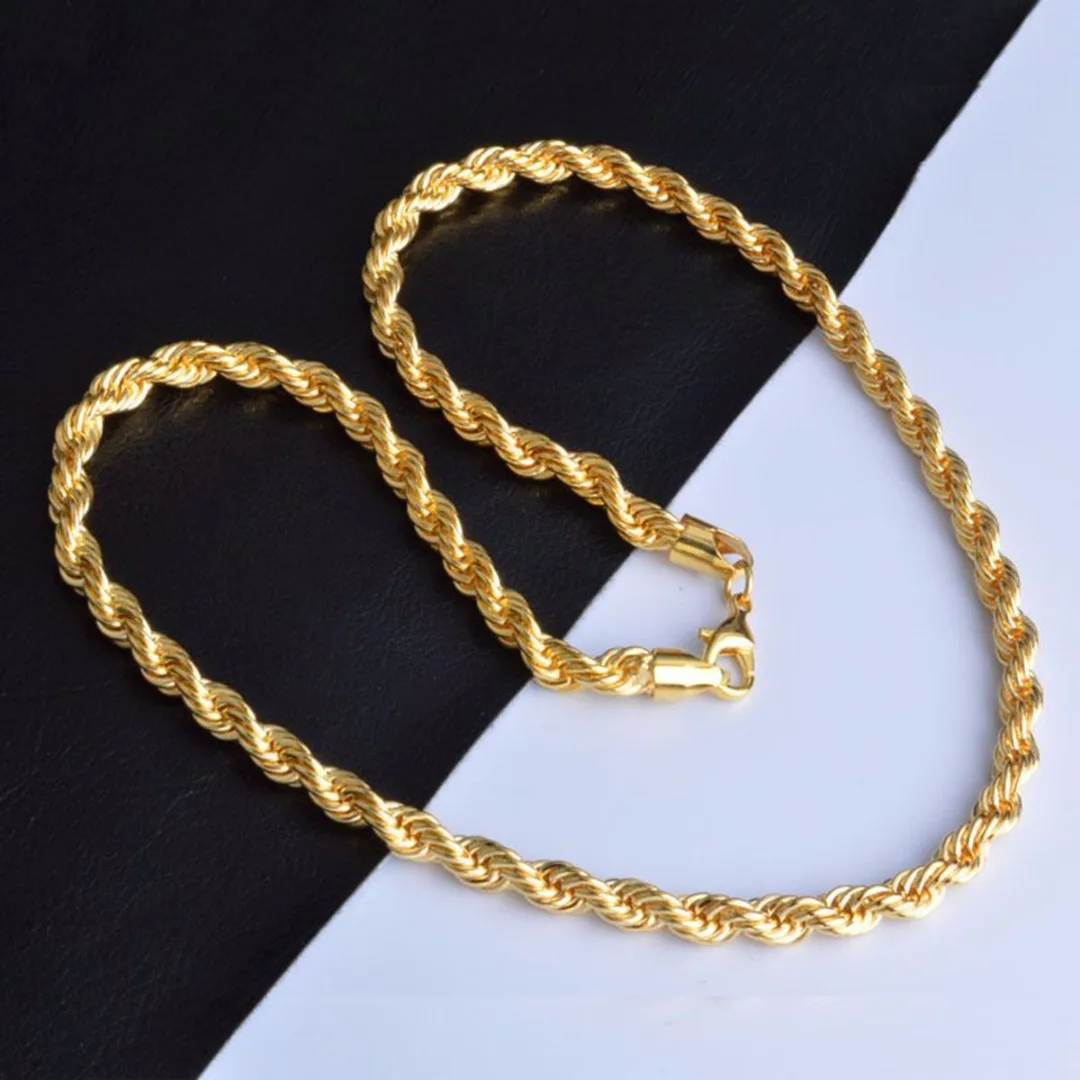 Shellhard Gold Filled Twist Chain Necklace Charms Unisex Fashion