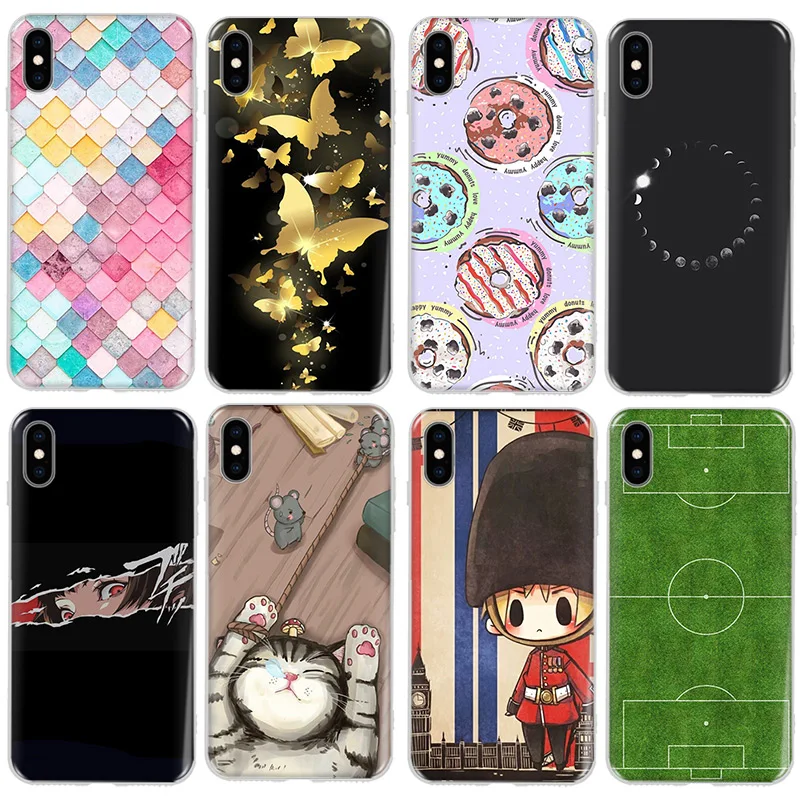 

Phone Case For iPhone X XR XS Max 8 7 6 6s Plus Cartoon Colorful Flowers Pineapple Leaves TPU Soft Back Cover Cases Coque