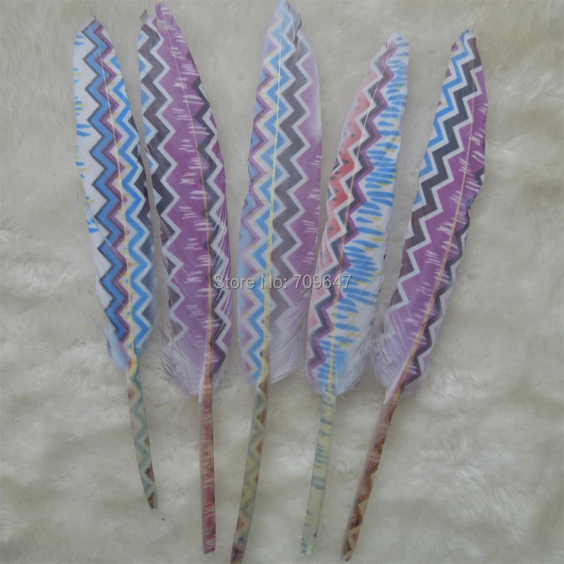

50PCS/lot!Goose feathers with Wave pattern Print Craft Duck Feathers for millinery,wedding,supplies,9-15cm