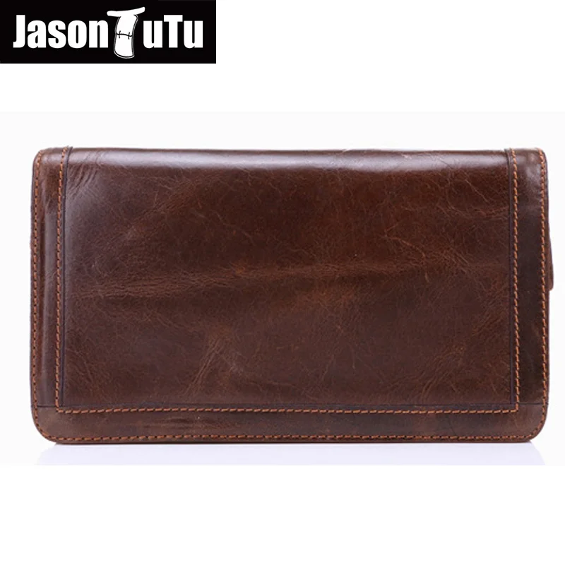 

JASON TUTU 2018 Hot Sale Men Wallets Genuine Leather Coin Zipper Pocket high quality Men's Long Wallet Male Clutch Bags FB4046