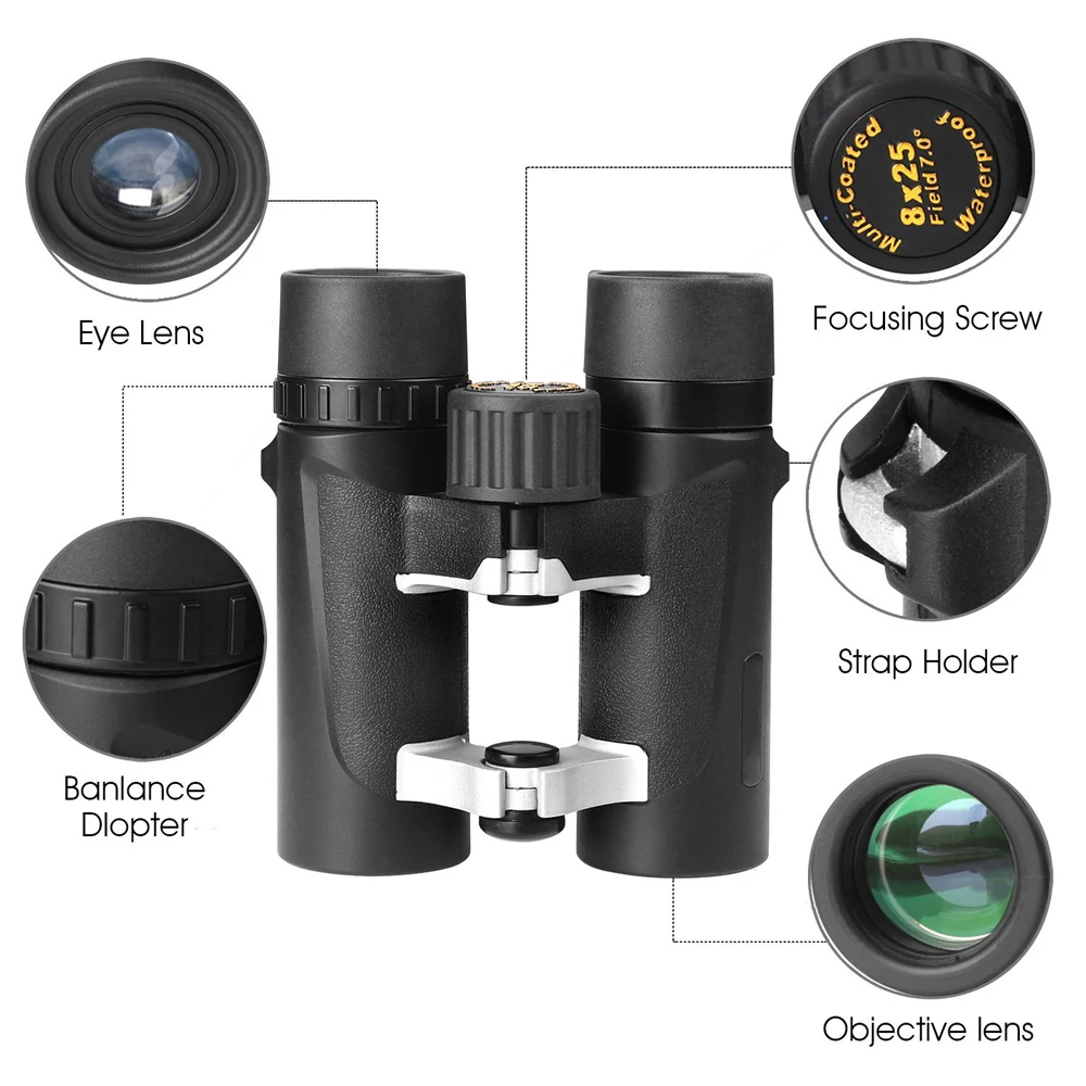 APEXEL 8x25 ماء مناظير HD BAK4 بريزم تلسكوب التكبير ل كأس العالم في الهواء الطلق مراقبة الطيور التخييم المشي السفر الرياضة