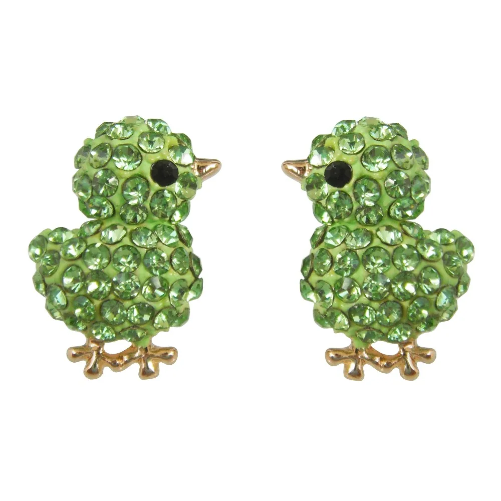 Navachi Chicken Poult GP Green Crystal Ear Stud Earring Earrings