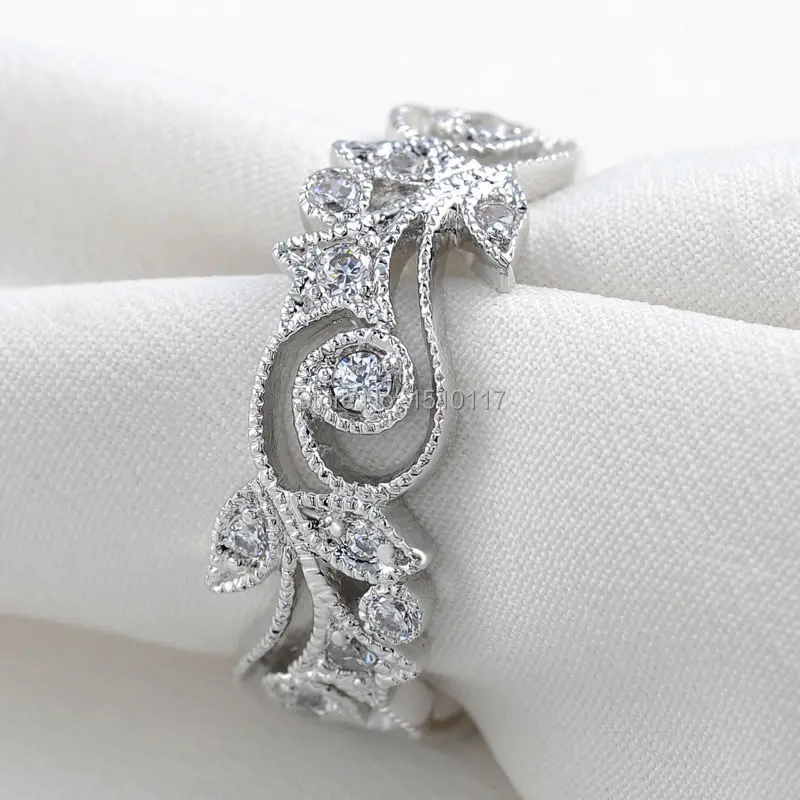 Newshe цветок дизайн обручальное кольцо Круглой Огранки AAA фианит родий покрытием обручальное кольцо классические ювелирные изделия для женщин