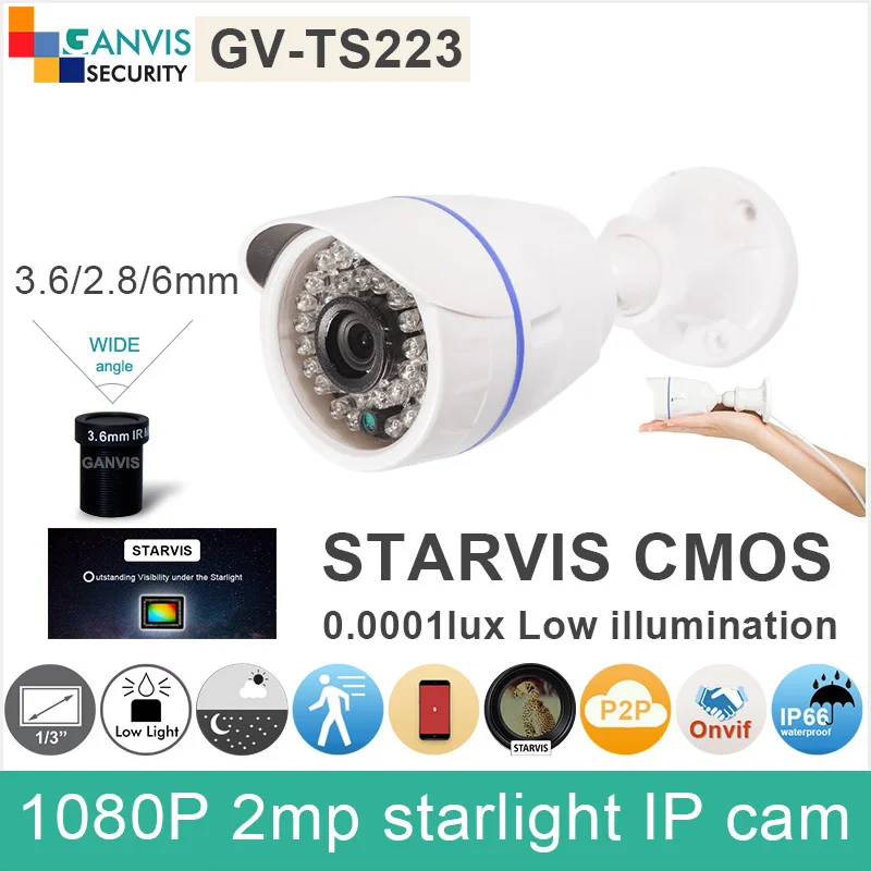 Full HD 1080P ip camera 2mp outdoor bullet SONY IMX291 STARVIS color night vision CCTV surveillance camera ONVIF GANVIS GV-TS223 camera : image Full HD 1080P ip camera 2mp outdoor bullet SONY IMX291 STARVIS color night vision CCTV surveillance camera ONVIF GANVIS GV-TS223 camera