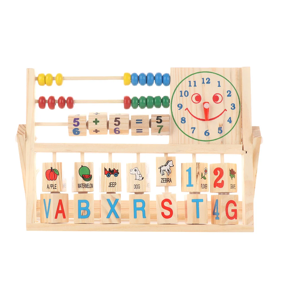 

Children Kids Versatile Flap Abacus Educational Wooden Toys Calculation Frame Letter Alphabet Digital Number Alarm Clock