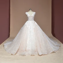 Vestido de Noiva cap рукавом вечернее платье винтажное платье; Robe De Mariage; эксклюзивный дизайн кружев блестящее свадебное платье класса люкс от производителя