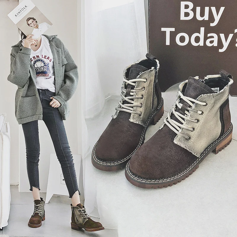 

MYCORON 2018 Top Quality Leather Women Shoes Martin Boots Shoes High Top Autumn Winter Boots Woman Snow Boots Ayakkabi